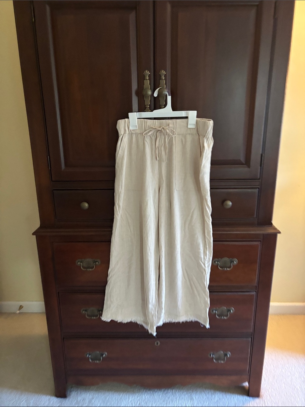 Thread & Supply Light Beige Cropped Wide-Leg Pants